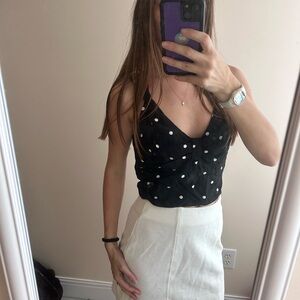 Black and White polka Dot Crop